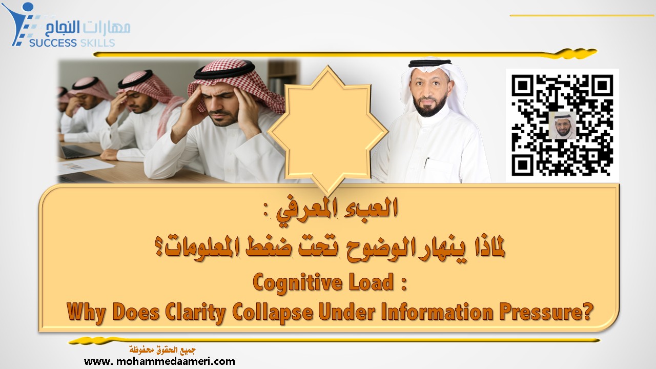 العبء المعرفي – لماذا ينهار الوضوح تحت ضغط المعلومات؟ Cognitive Load – Why Does Clarity Collapse Under Information Pressure?